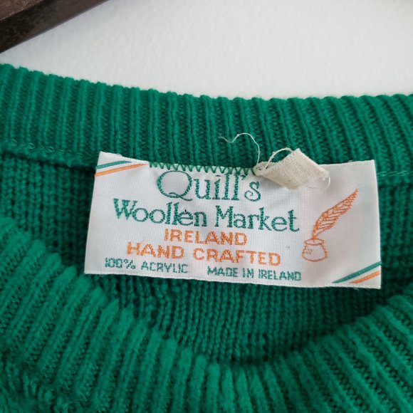 VINTAGE | St. Patrick's Lucky Shamrock Scoop Neck Sweater (Size L) - Picture 7 of 11